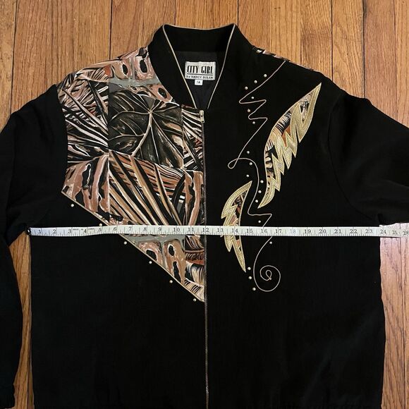 80’s Workout Mom Vintage Nancy Bolen Embroidered Track Jacket Plant Print Sz 14 - Picture 8 of 16
